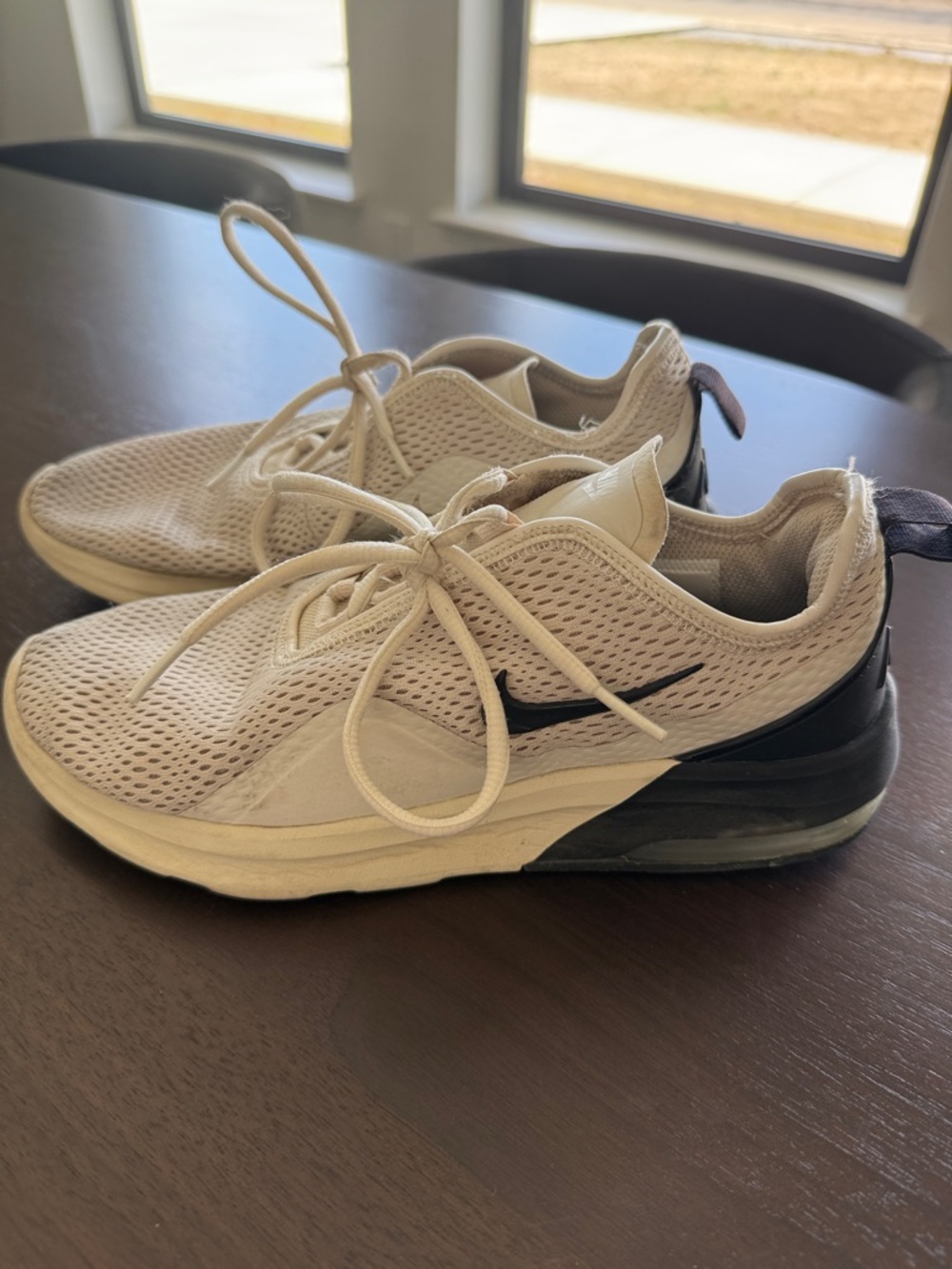 Nike Cream Mesh Trainers with Black Swoosh Accent